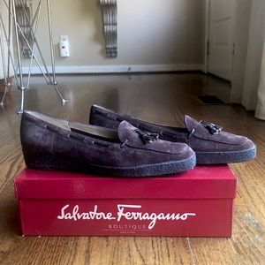 Salvatore Ferragamo Brown Calf Suade Loafers